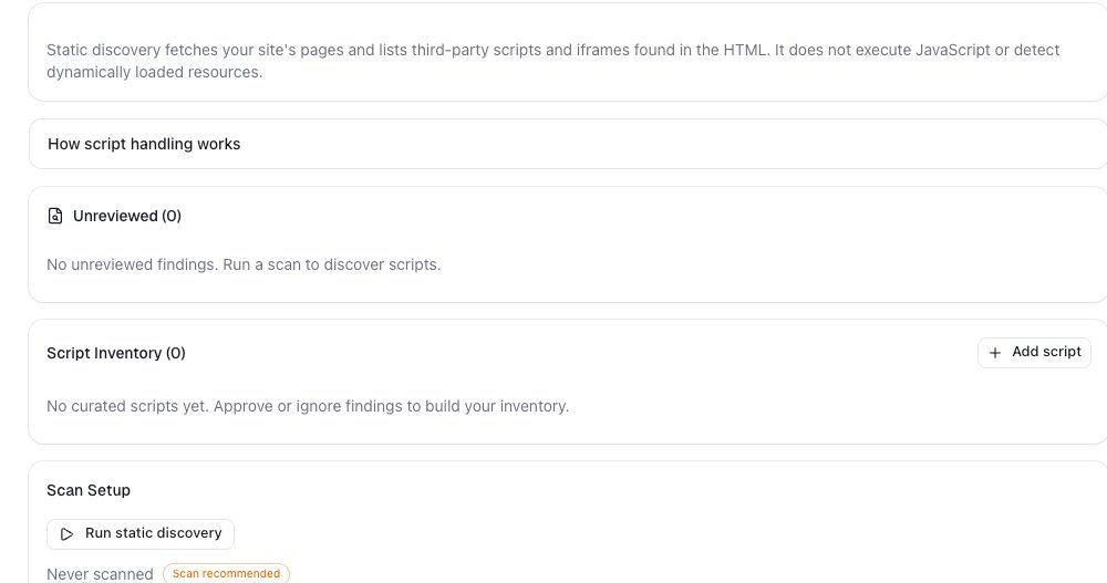 Static discovery controls with the Run static discovery action.